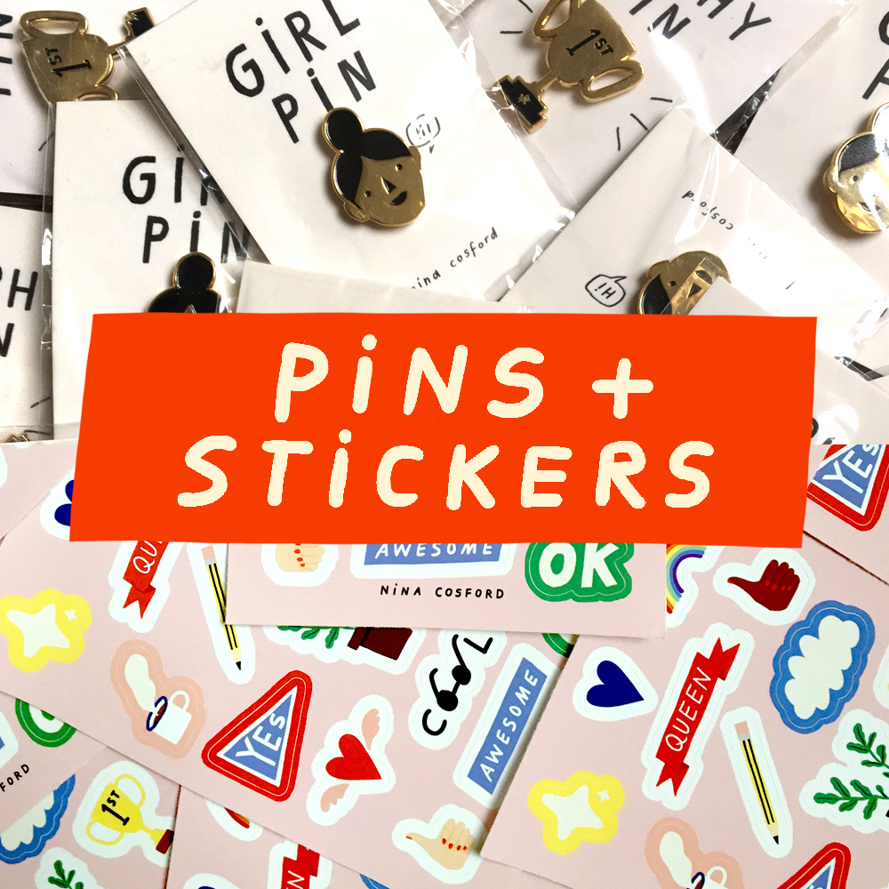 nina cosford enamel pins stickers
