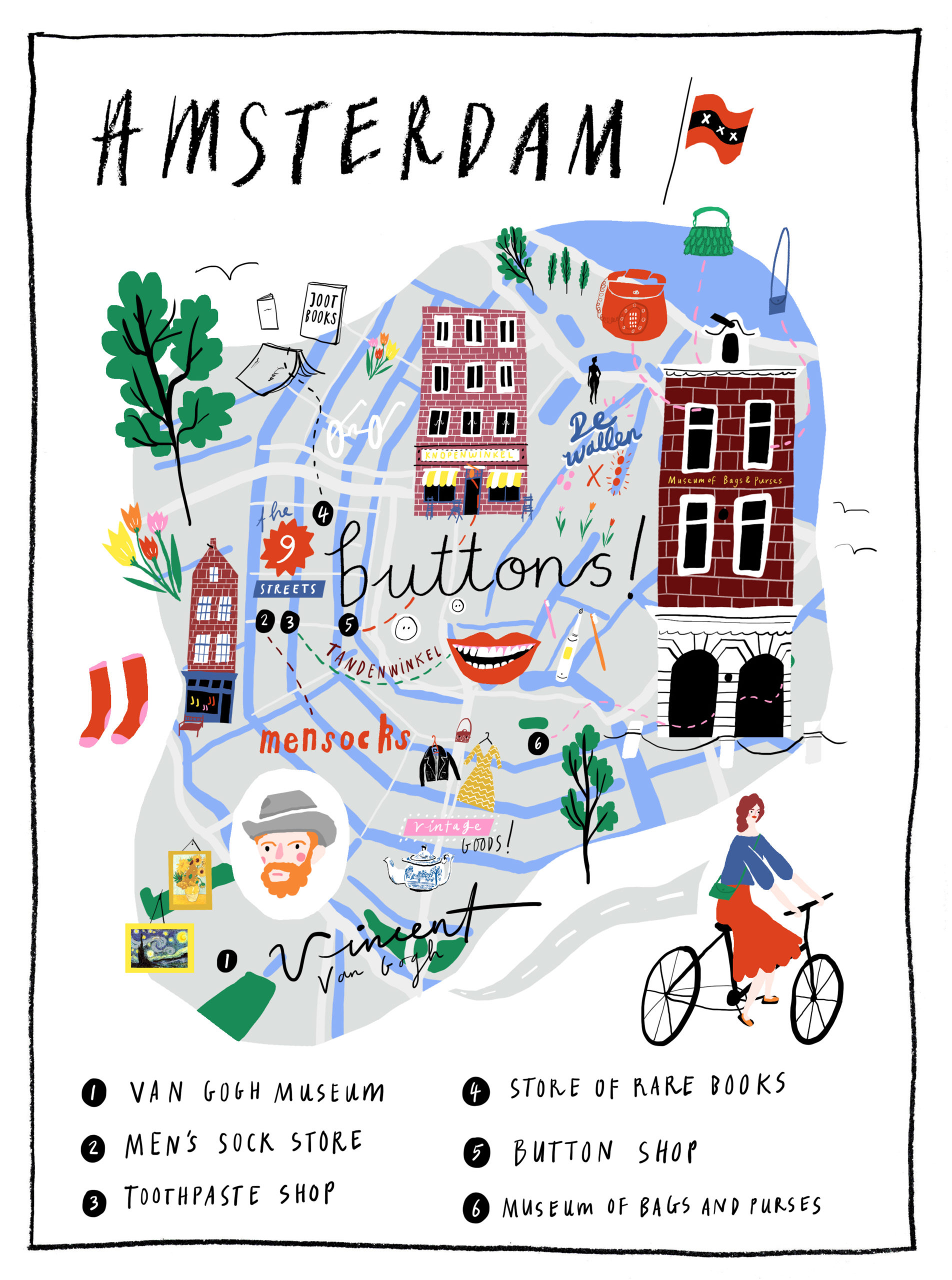 Nina Cosford Illustration - amsterdam map marie claire