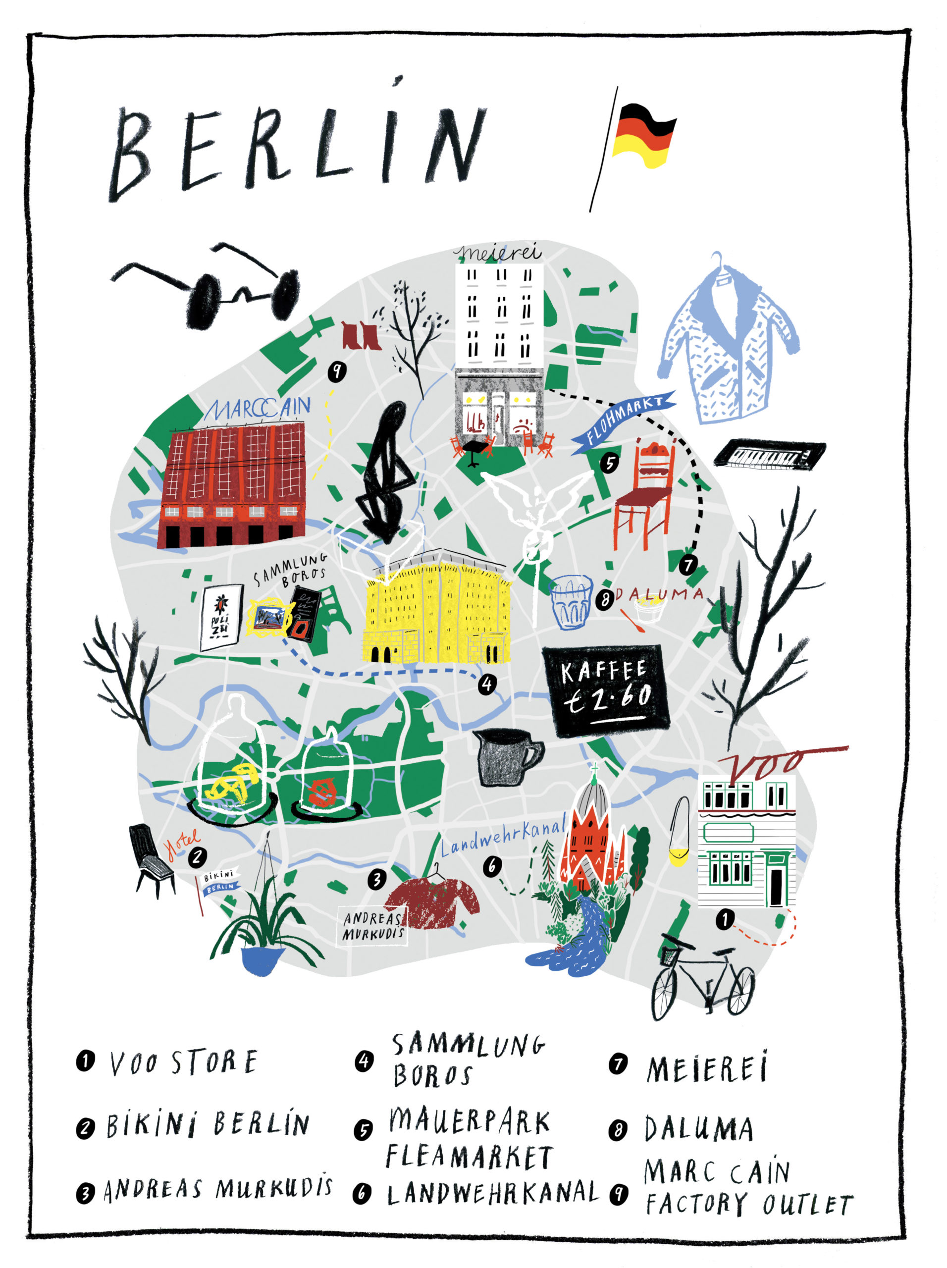 Nina Cosford Illustration - berlin map marie claire