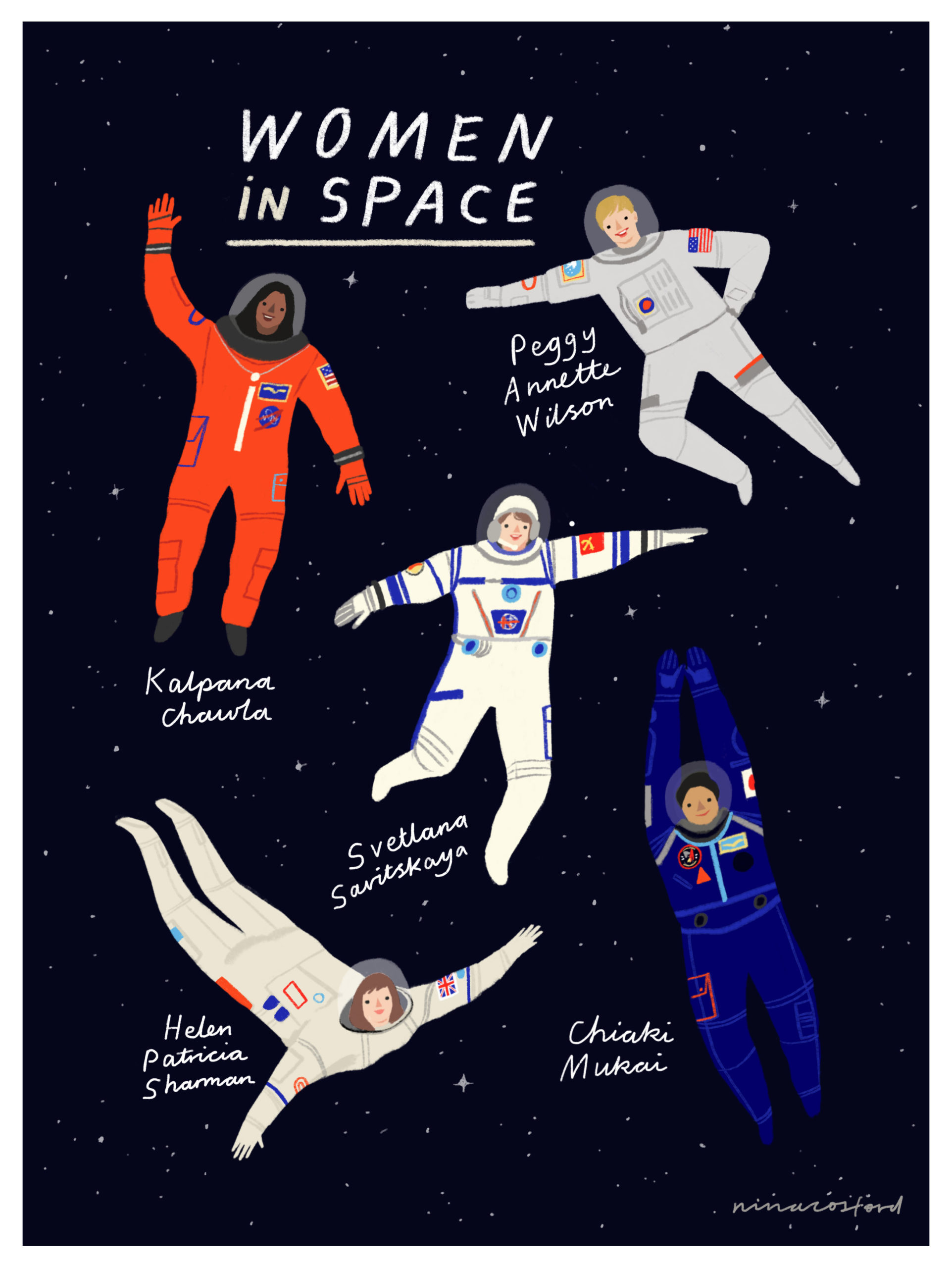 Nina Cosford Illustration - women in space, google arts and culture