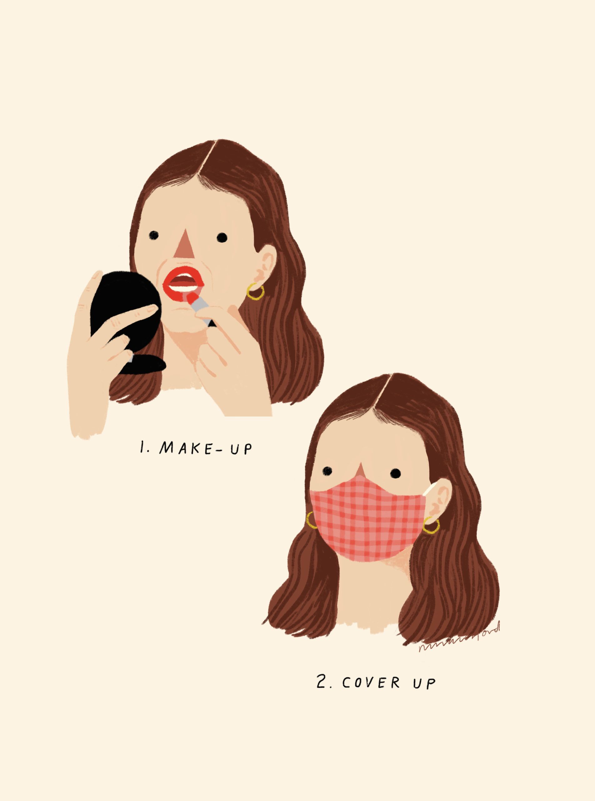 Nina Cosford Illustration - make up mask on
