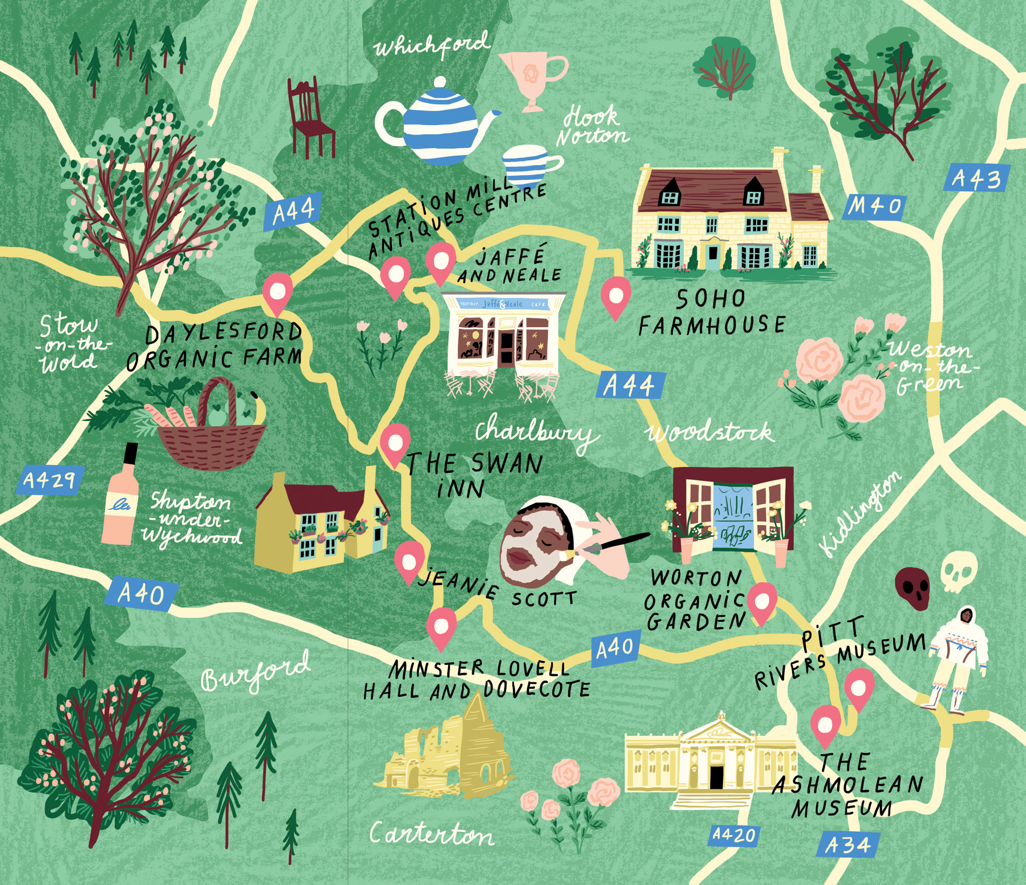 Nina Cosford Illustration - soho farmhouse map