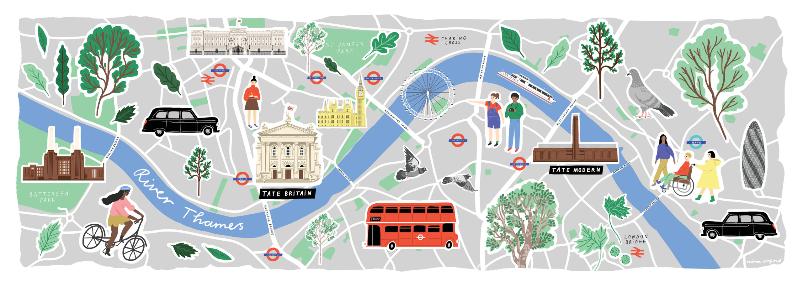 Nina Cosford Illustration - tate britain london map